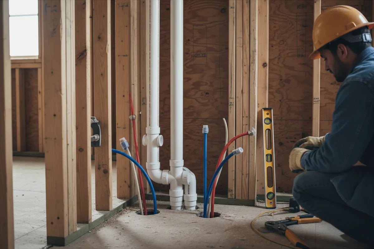 Drain and supply rough-in during Drain Cleaning in Hamilton